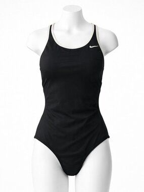 Nike Women's One Piece Swimsuit Black White Racerback Competitive Swim Size S